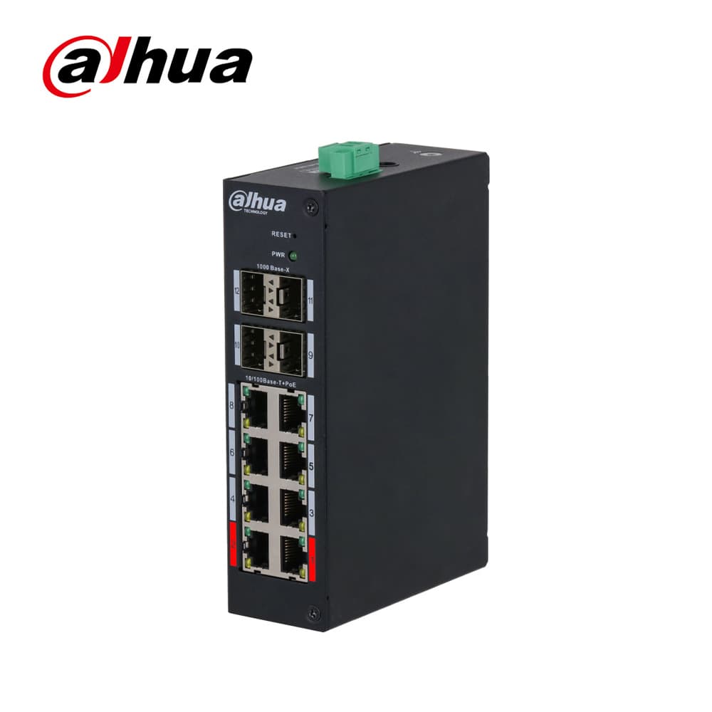 Dahua HS4412-8ET-120 8 Port Endustriyel Network PoE Switch - Image 1